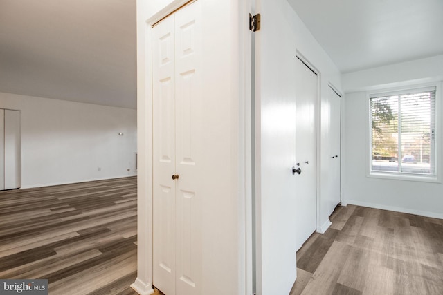 hall featuring hardwood / wood-style floors