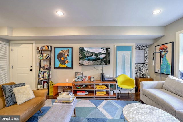 living room with wood-type flooring