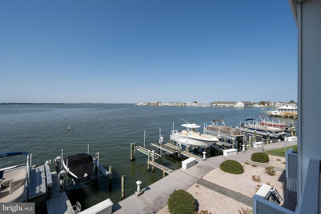 view of water feature featuring a dock