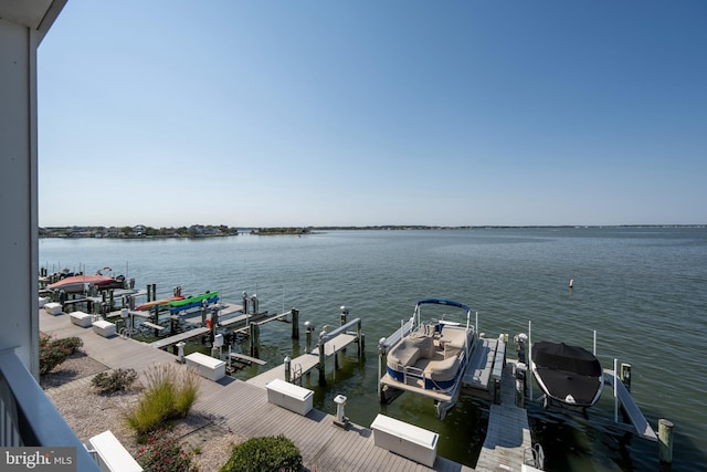 view of dock featuring a water view