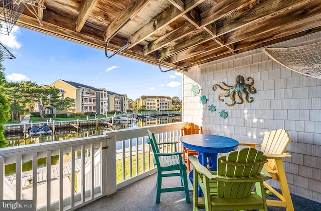 balcony with a water view