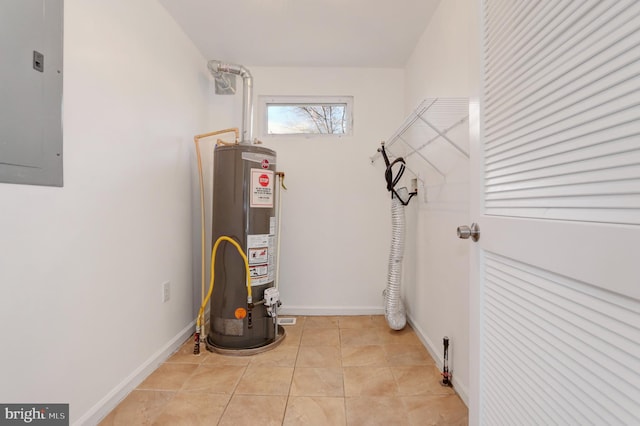 utilities with electric panel and gas water heater