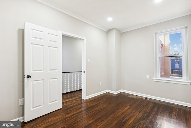 unfurnished room featuring dark wood-type flooring