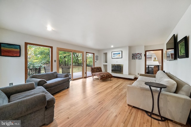 living room featuring light hardwood / wood-style flooring