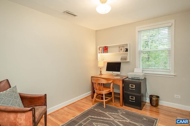 office area featuring wood-type flooring