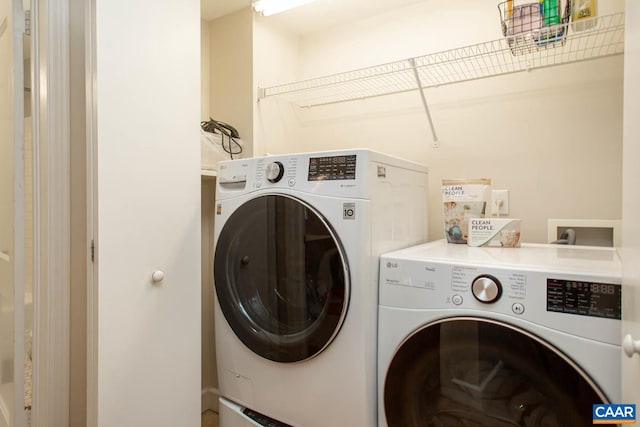 laundry area featuring washer and dryer