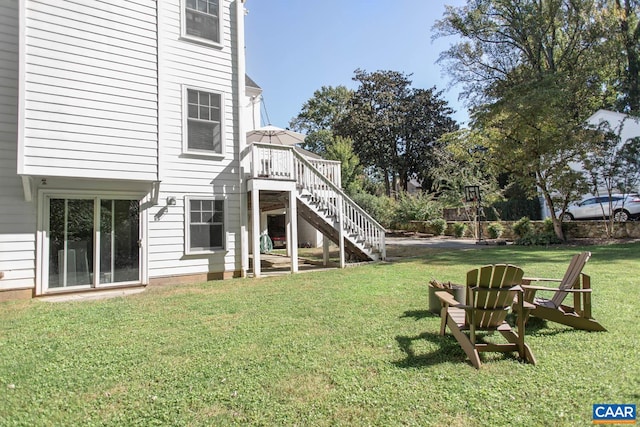 view of yard featuring a deck