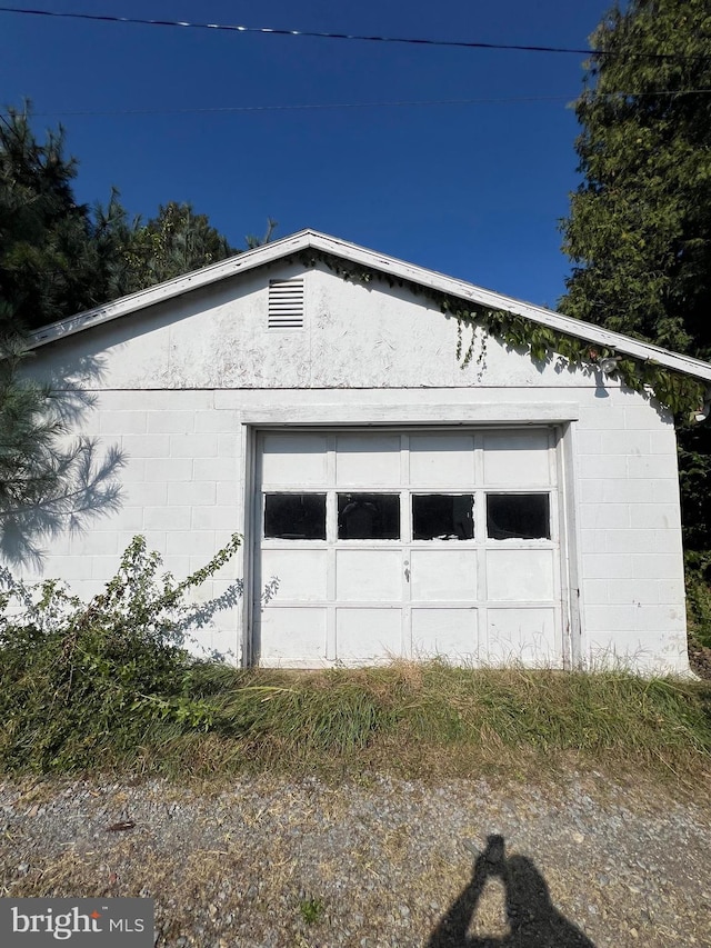 view of garage