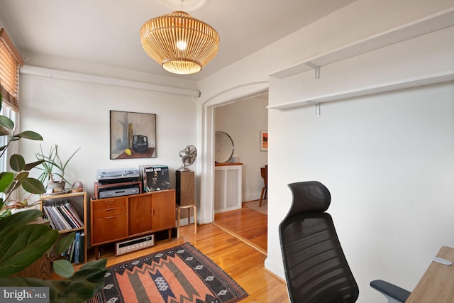 office area featuring light wood-type flooring