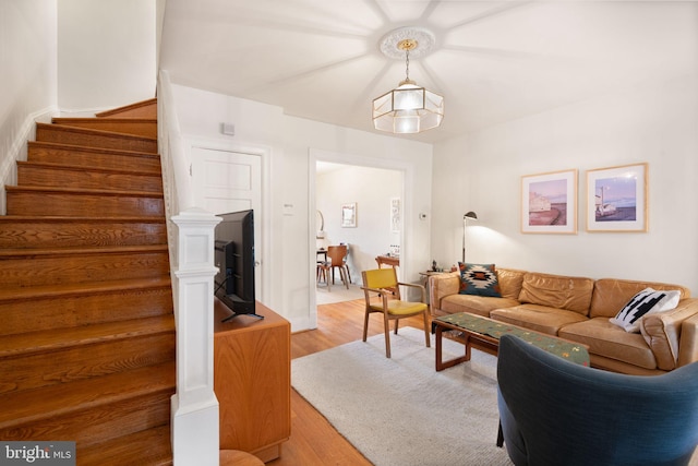 living room featuring light hardwood / wood-style flooring