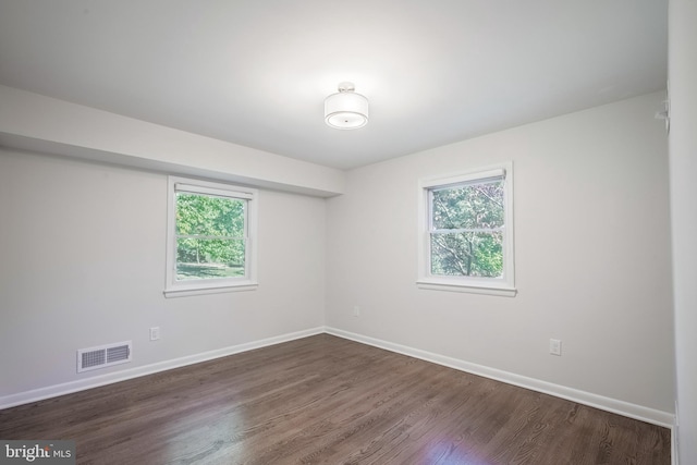 empty room with a wealth of natural light and dark wood-type flooring