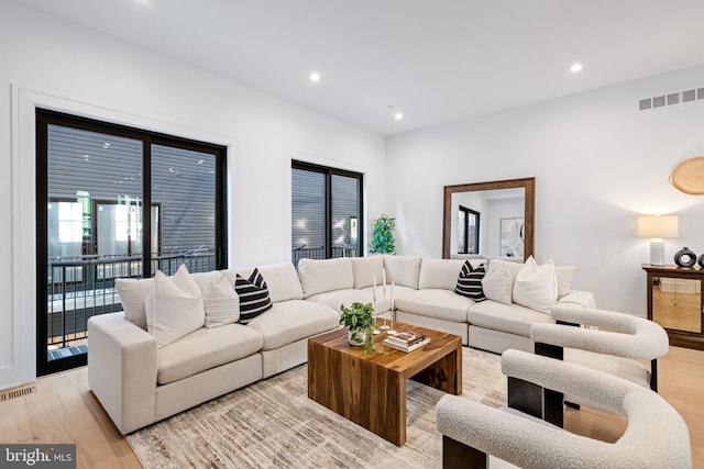 living room featuring light hardwood / wood-style flooring