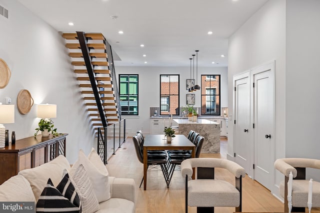 dining room featuring light hardwood / wood-style floors