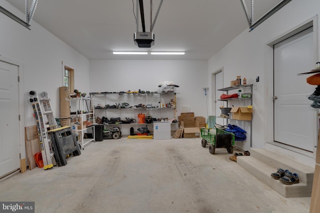 garage with a garage door opener