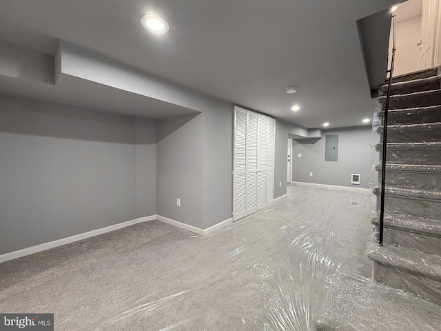 basement with electric panel