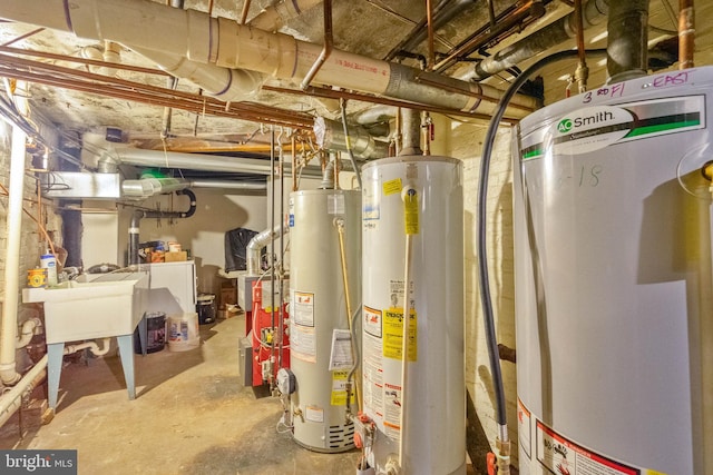 utility room with water heater