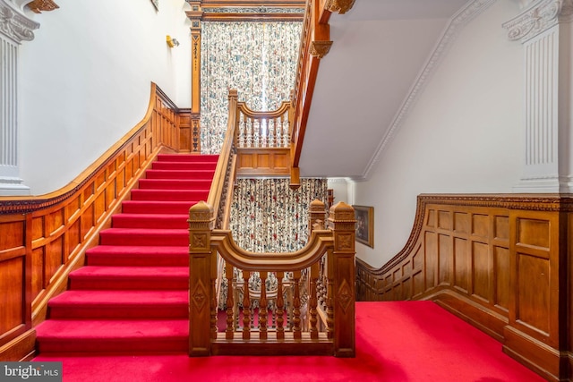 staircase with carpet