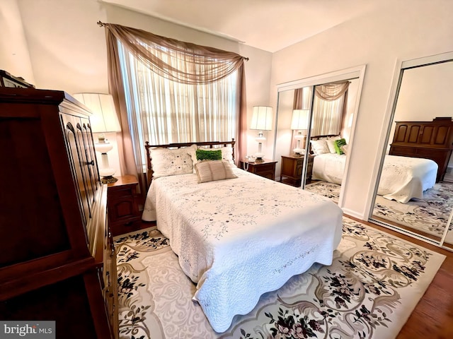 bedroom with light hardwood / wood-style floors