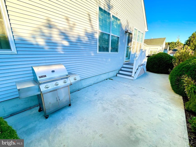 view of patio / terrace featuring a grill