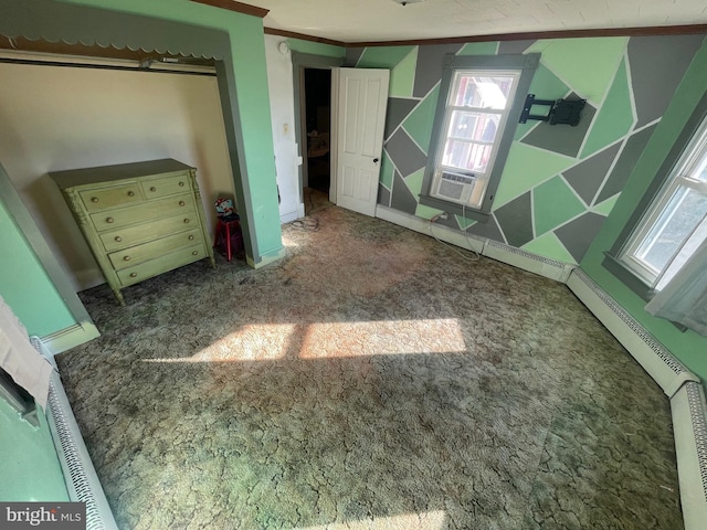 interior space with cooling unit and carpet floors