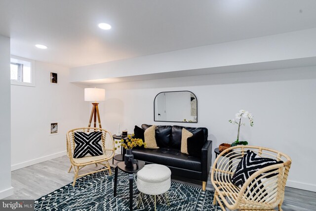 living room with hardwood / wood-style floors