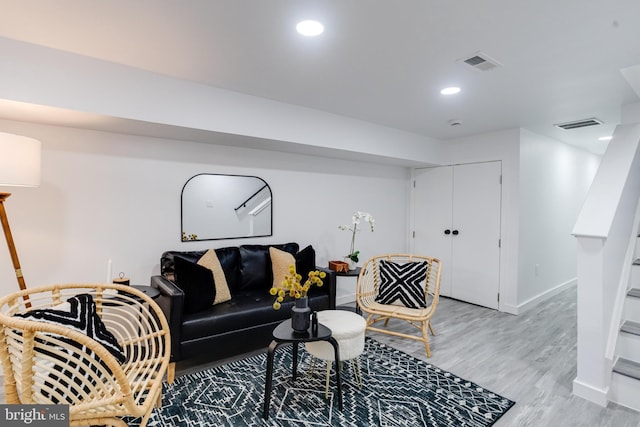 living room with hardwood / wood-style flooring