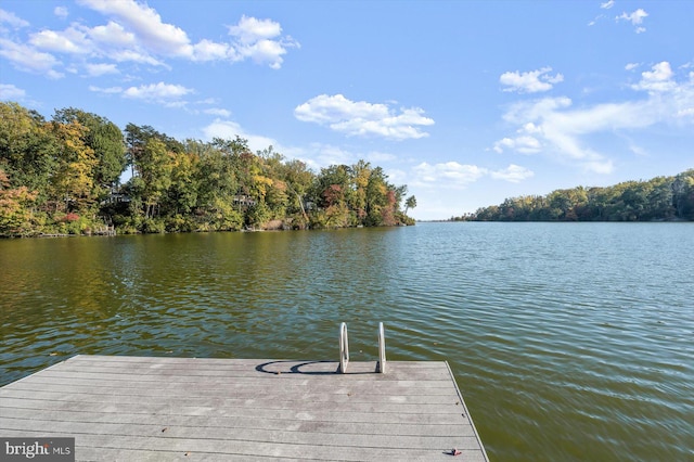 view of dock featuring a water view