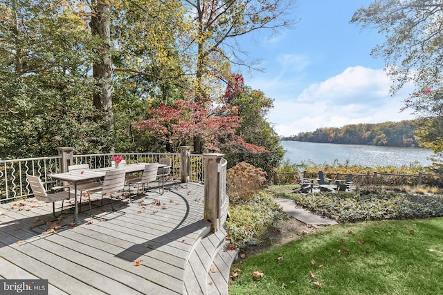 deck with a water view