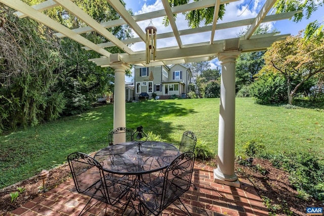 view of patio featuring a pergola