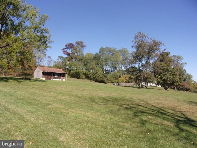 view of yard with an outbuilding