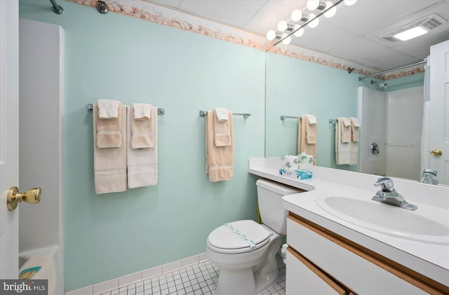 bathroom featuring vanity, toilet, and tile patterned floors