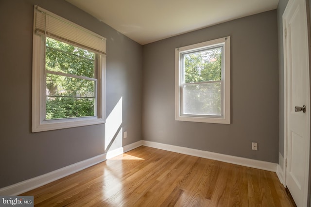 spare room featuring light wood-type flooring