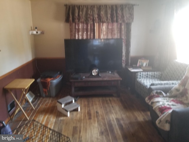 living room with hardwood / wood-style floors