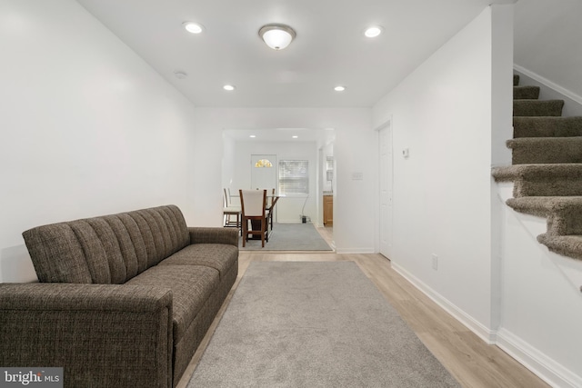 living room featuring light hardwood / wood-style flooring