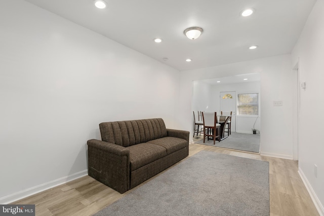 sitting room with light wood-type flooring