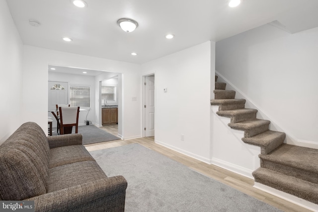 living room with light wood-type flooring