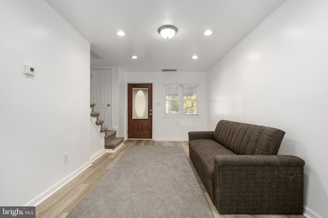 living area with light wood-type flooring