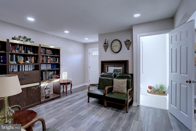 living area featuring hardwood / wood-style floors