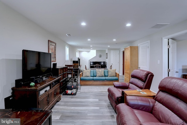 living room featuring light hardwood / wood-style flooring