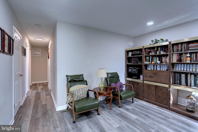 living area with light wood-type flooring