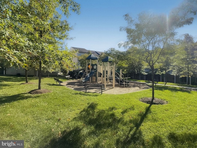 view of play area with a lawn