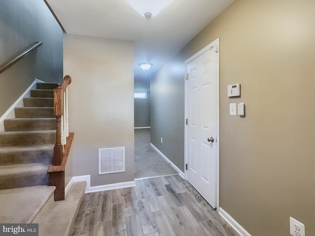 interior space with light hardwood / wood-style flooring