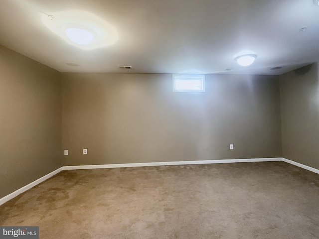 basement with carpet