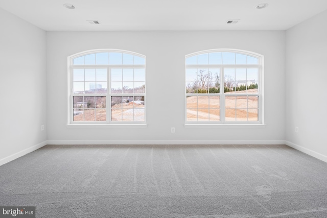 unfurnished room featuring a healthy amount of sunlight and carpet