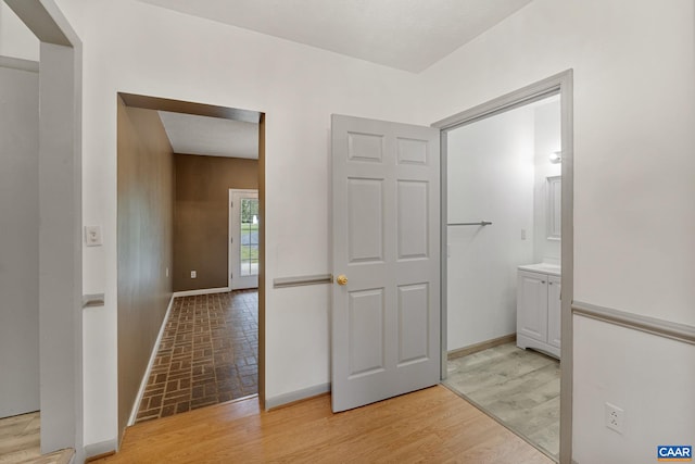 bathroom featuring vanity and hardwood / wood-style flooring