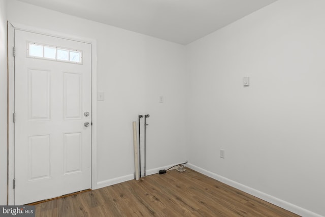 clothes washing area featuring wood-type flooring