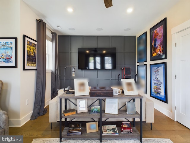 kitchen with hardwood / wood-style flooring