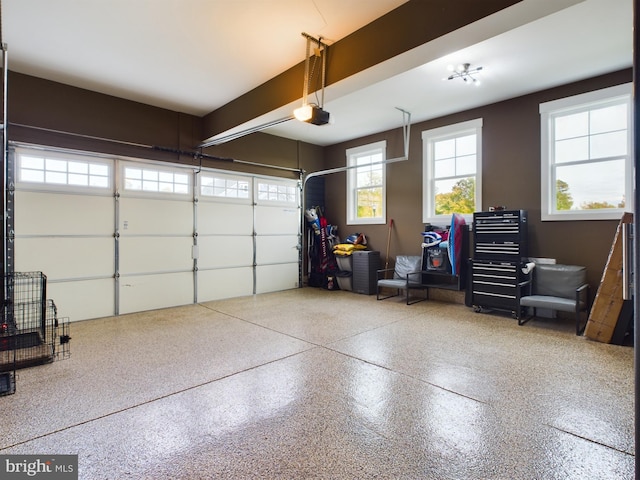 garage with a garage door opener