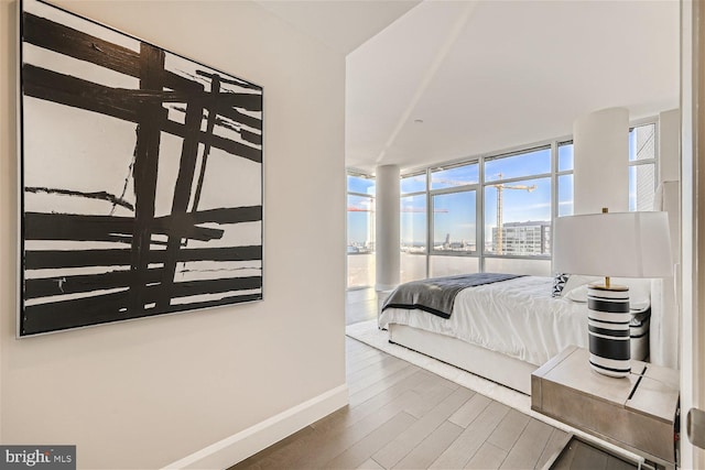 bedroom with hardwood / wood-style flooring