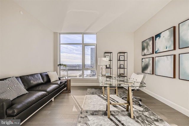 office with hardwood / wood-style floors